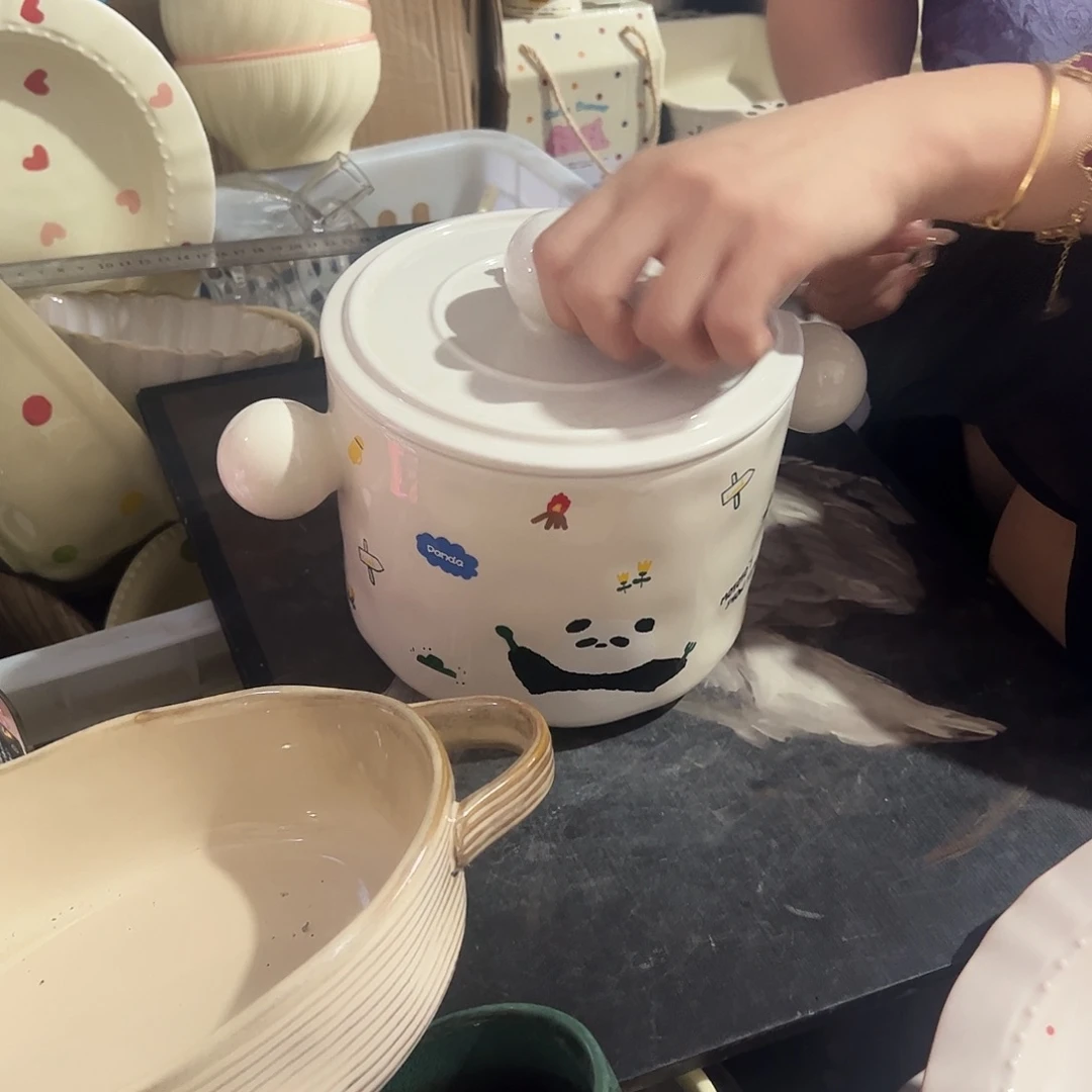 瓷片摩登猪油罐1600毫升微瑕