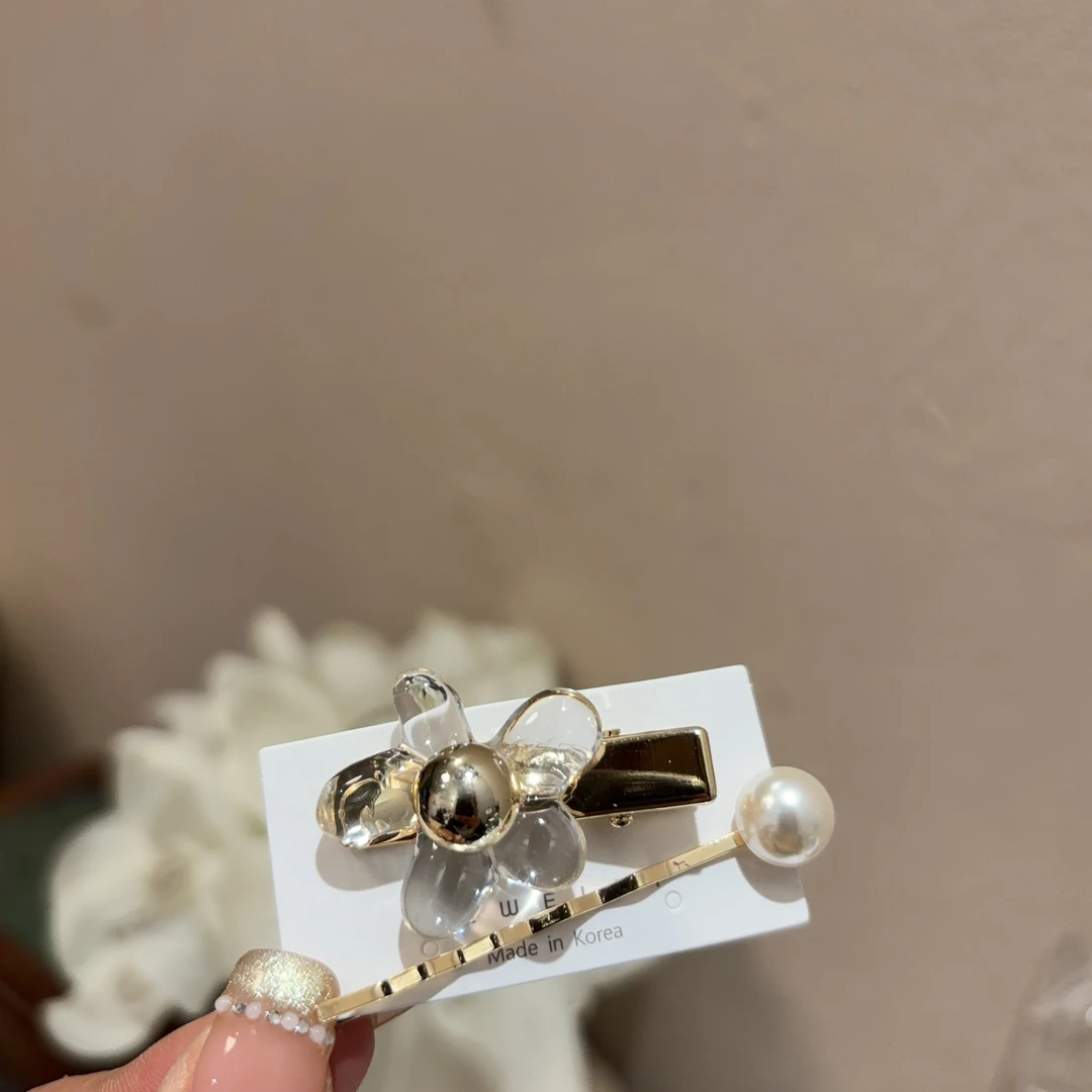 设计款小花珠珠发夹一对Y255