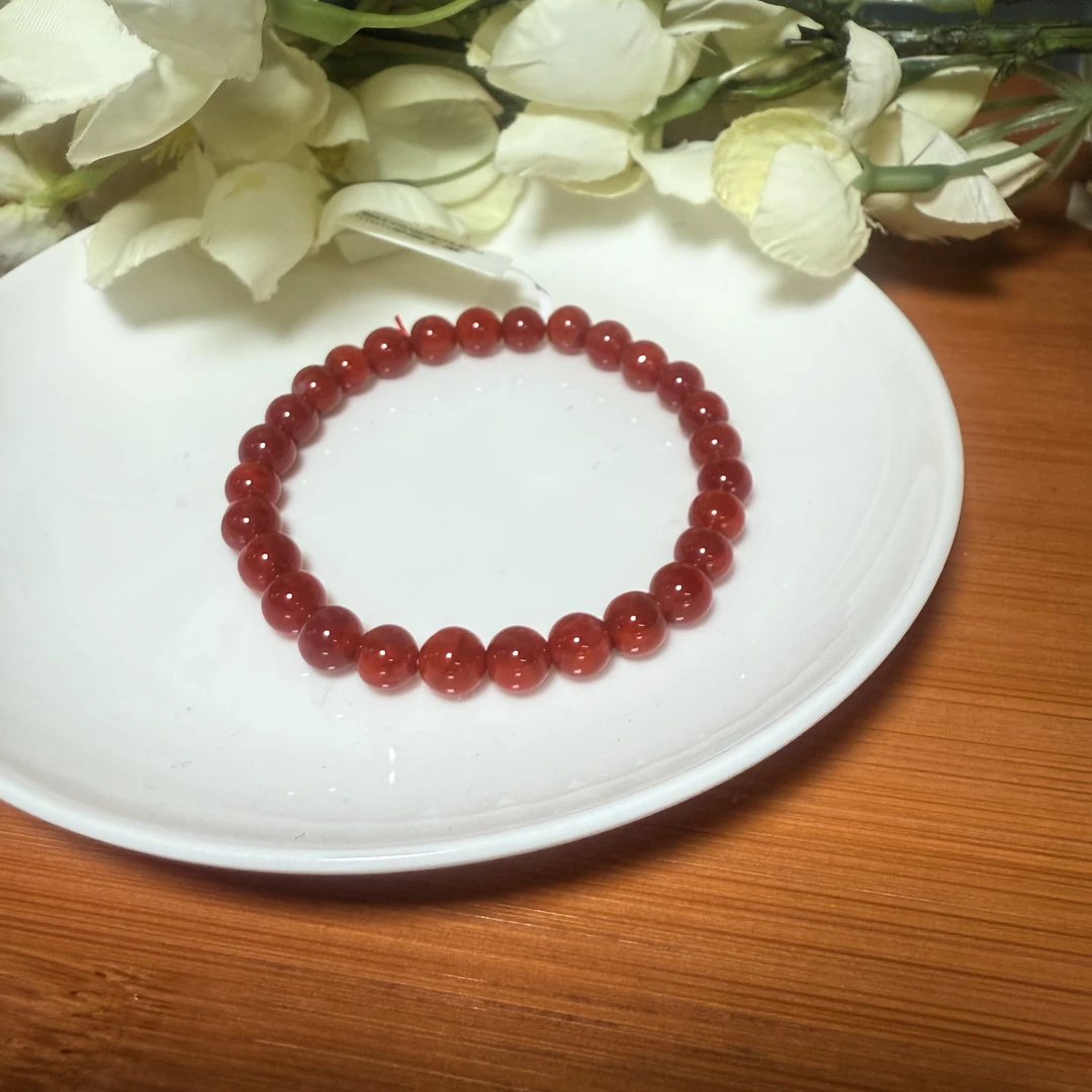 【珠宝厂长】南红玛瑙圆珠约6-7mm单圈手串