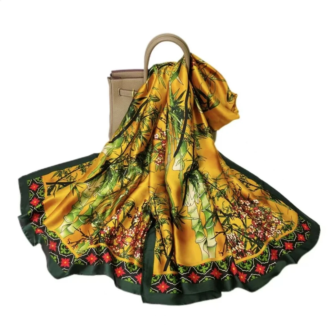 1-671【富贵竹】丽景缎 90*180 左右丝巾长巾