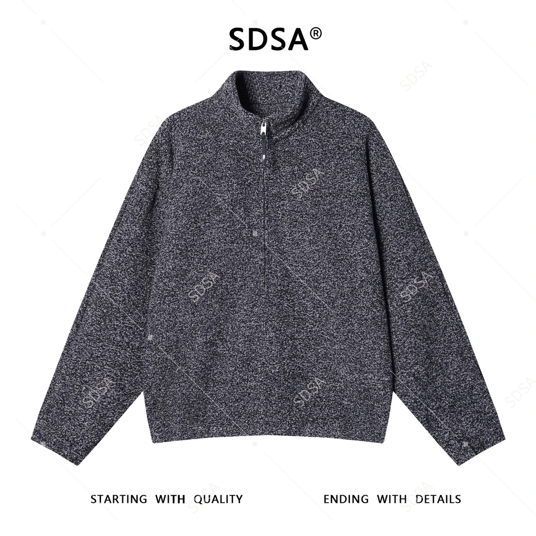SDSA男士秋冬新款痞帅男装韩版小香风半拉链立领针织卫衣百搭宽松