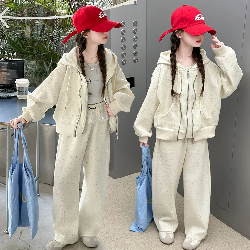 女童春款卫衣套装2025新款大童春季洋气爆款儿童春秋运动服两件套