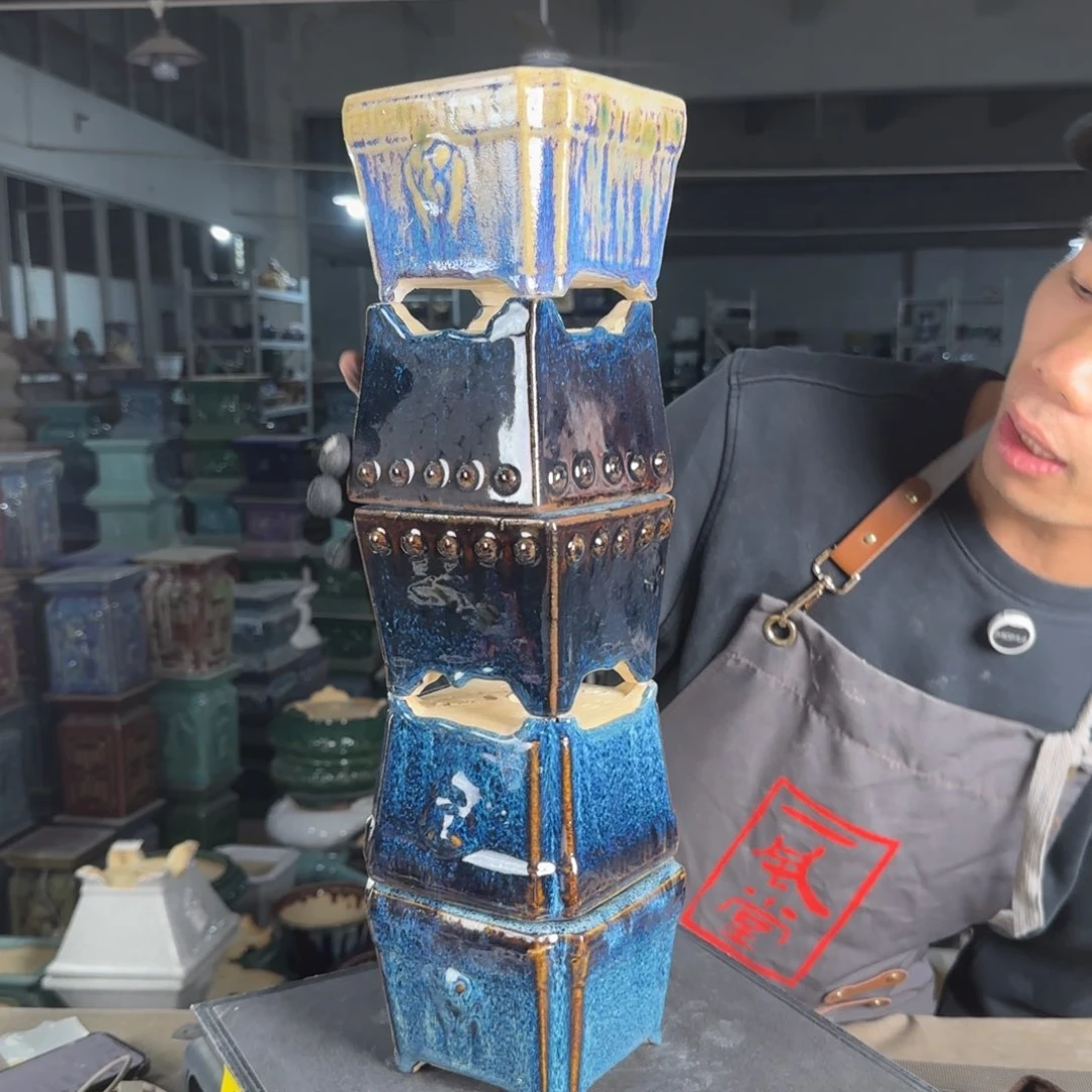 一风堂石湾花盆。微瑕缝隙