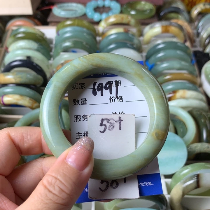 未镶嵌蛇纹石玉手镯6991