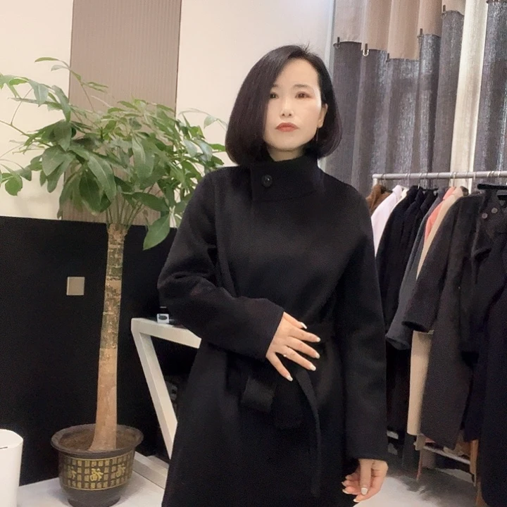 双面呢大衣M码中长款
