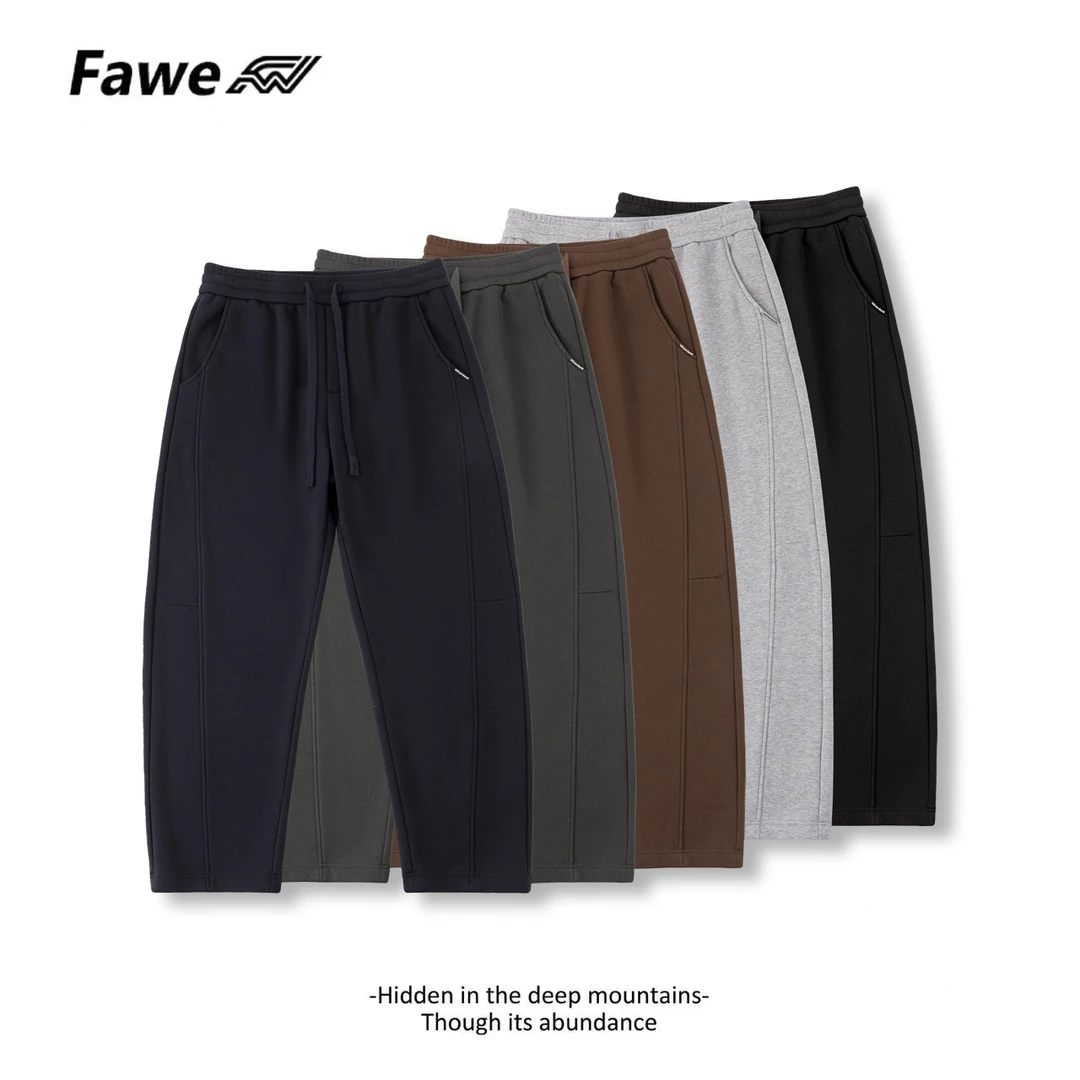 冬季新款加绒加厚直筒弯刀休闲裤9W0878