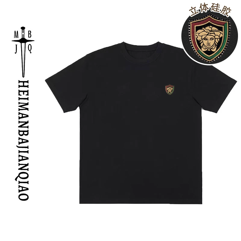 【37号链接-美人头】短袖T恤男女同款宽松经典立体硅胶印花加烫钻