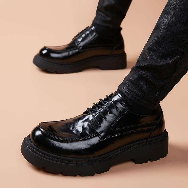 德比鞋男款新款休闲皮鞋男款商务正装软皮软底厚底增高皮鞋男