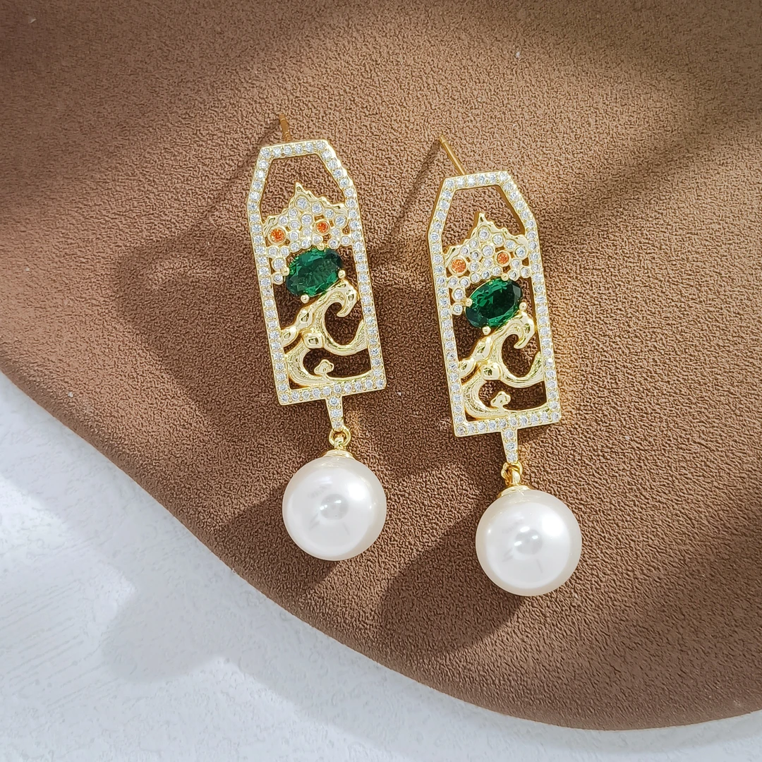 铜合金合成锆石耳饰 HLM-56164 耳饰简约百搭时尚气质小众