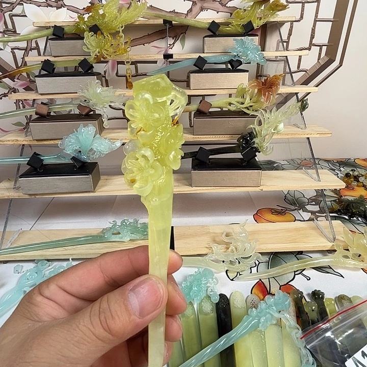 星***ঞ蛇纹石玉未镶嵌发簪