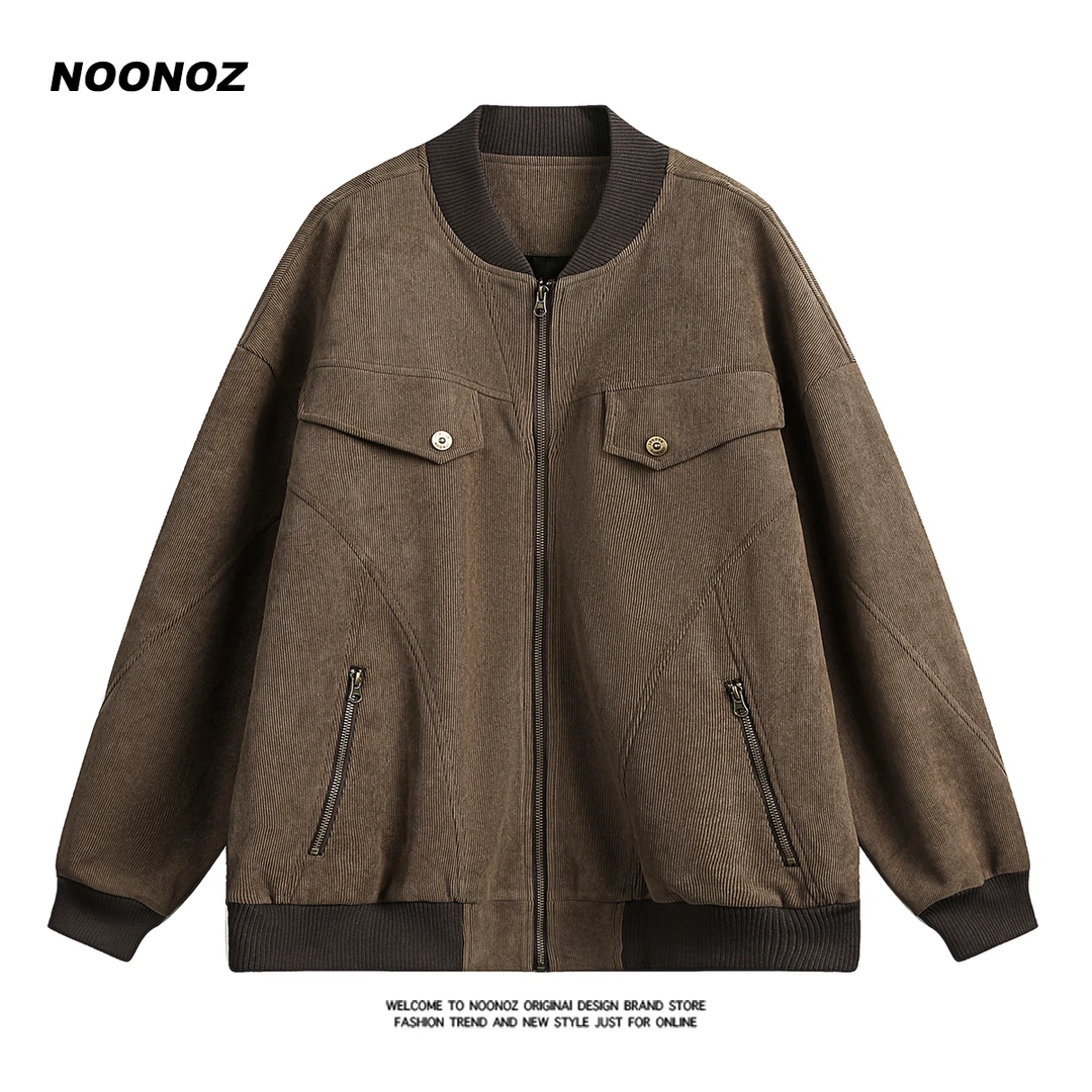NOONOZ潮牌美式复古工装飞行员外套男2025春季新款古着棒球服夹克