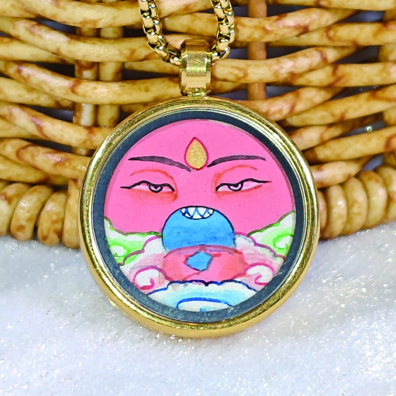 十二生肖八大守护 本命菩萨 纯天然手绘小唐卡配链【多样性发其一】