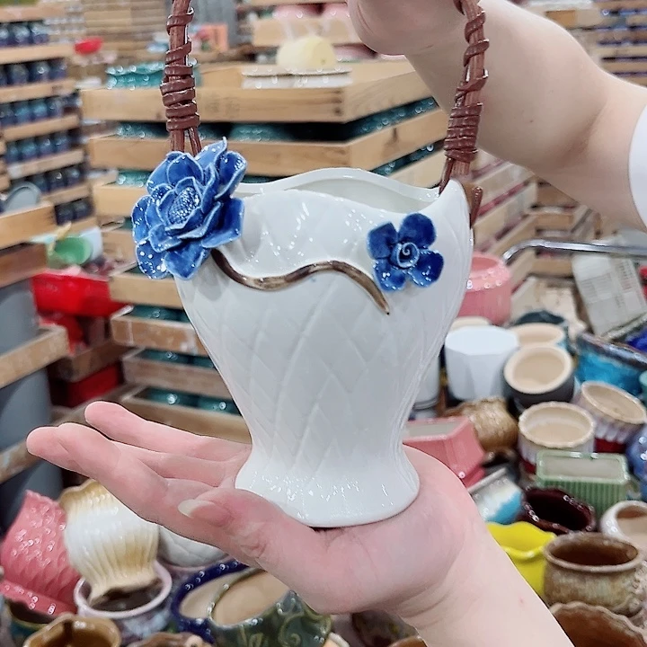 有孔.凑单10元陶瓷花盆发货！