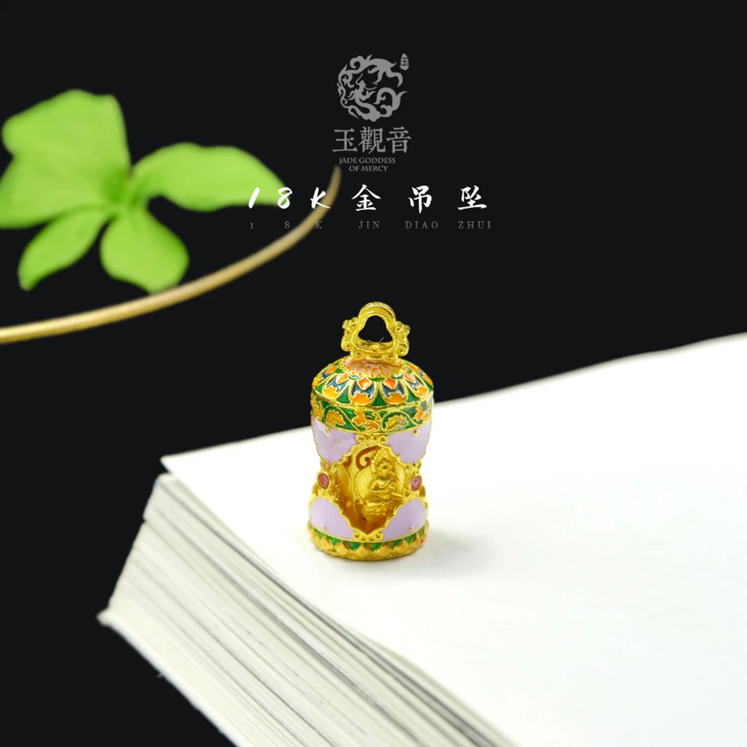 许掌柜｜18K金镶烧蓝四面佛配饰吊坠优雅百搭精致个性精美时尚素款