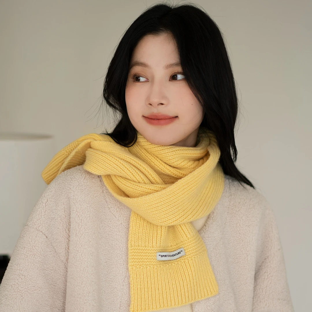 疯帽子 韩版纯羊毛针织围巾 秋冬时尚纯色保暖围脖女款2025新品