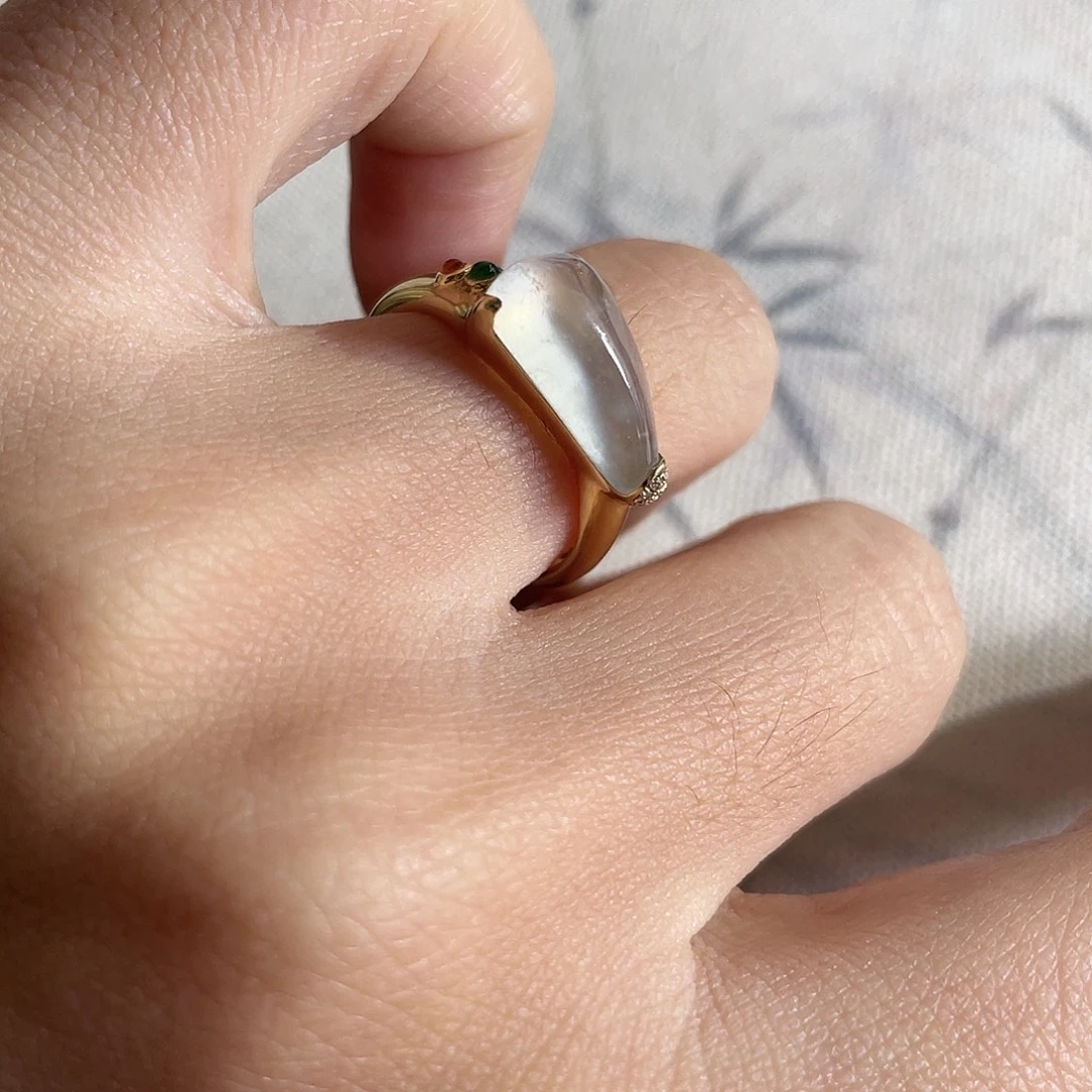 翡翠18K金镶嵌戒指冰露随行戒指 48小时鉴赏