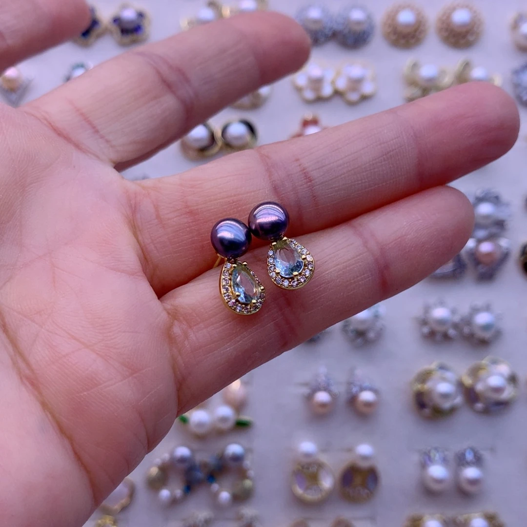 淡水珍珠耳饰合金