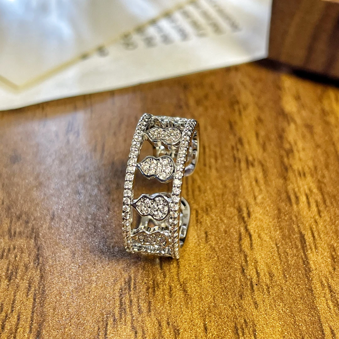 铜合金合成锆石戒指 1543 轻奢高级感镂空葫芦戒指