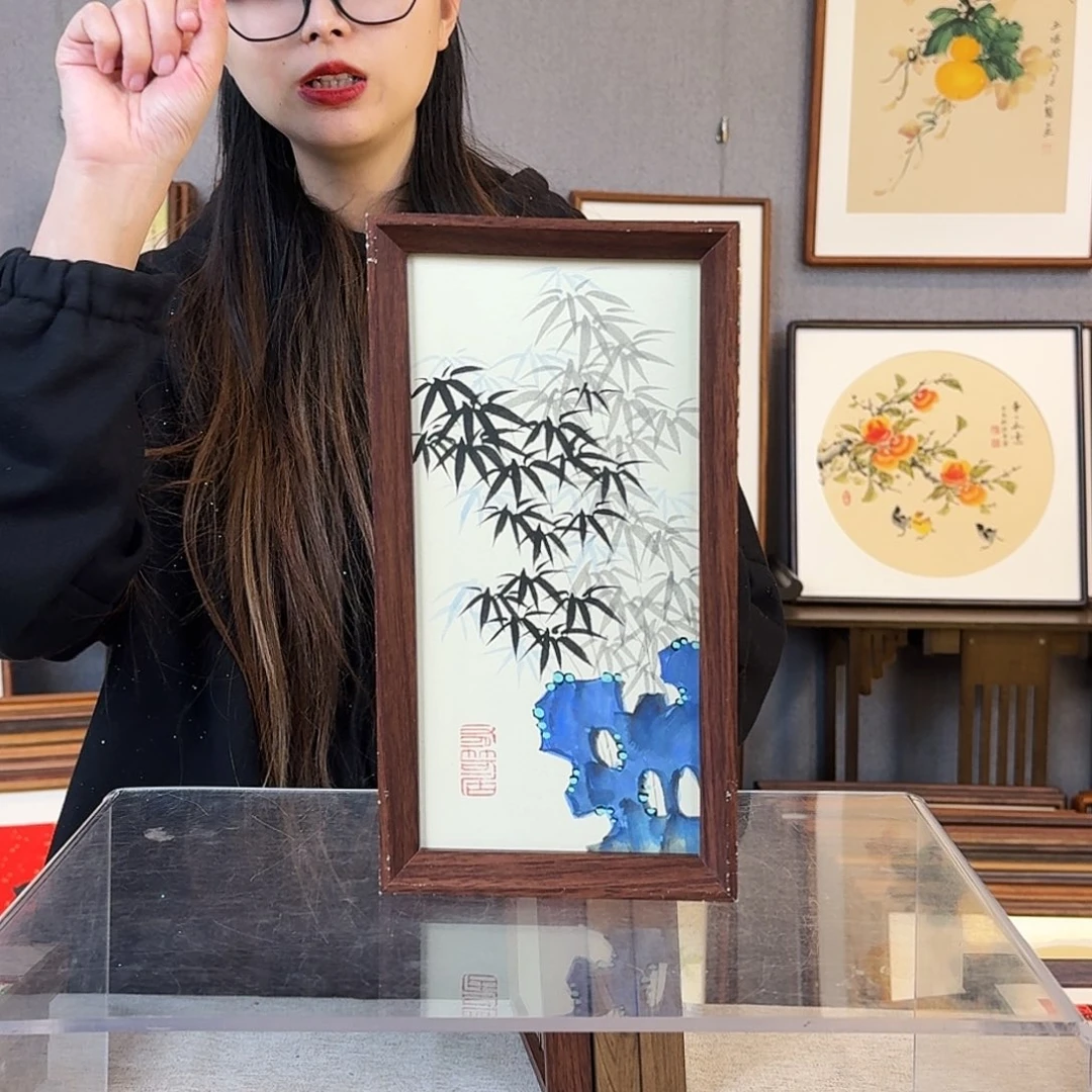 书法纯手绘，纯手写带框尺寸：16×29厘米