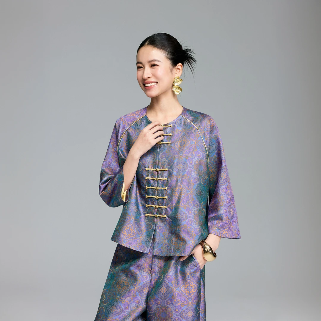 初见十三娘『如意云州』桑蚕丝汉锦手工高定外套中式国风秋气质百搭