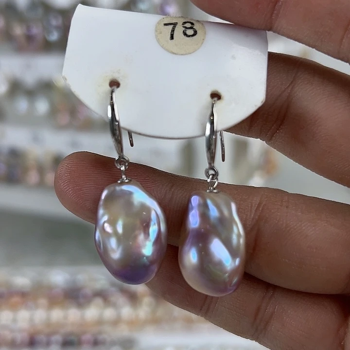 银S925镶嵌淡水珍珠耳饰非***体