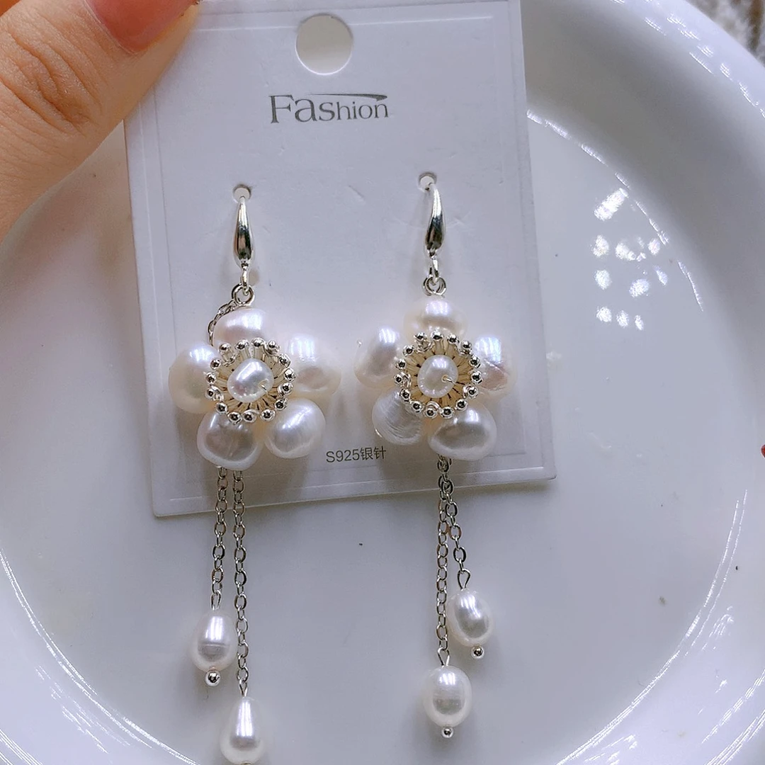 银S925镶嵌耳饰淡水珍珠
