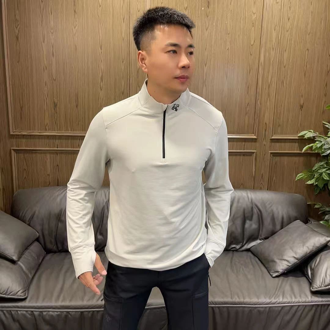 提瑞25秋冬25624男士商务轻户外立领半拉链磨毛休闲长袖T恤