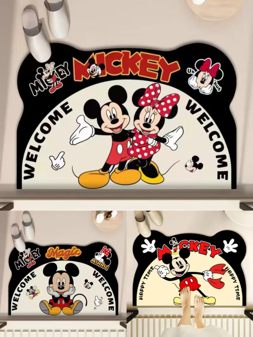 三件套40*60厘米硅藻泥底  米奇卡通浴室厕所地垫桌面台面垫
