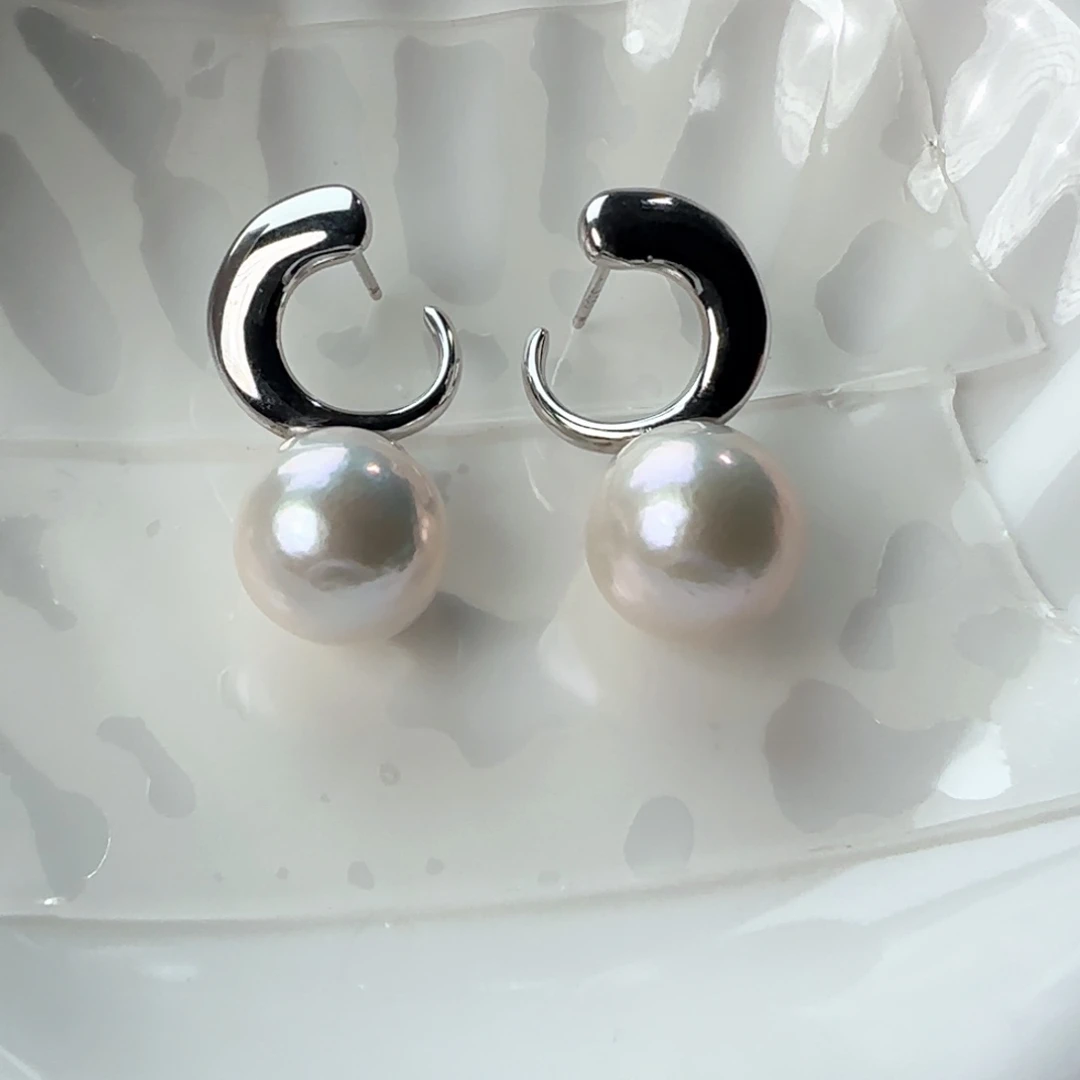 耳饰淡水珍珠银S925镶嵌