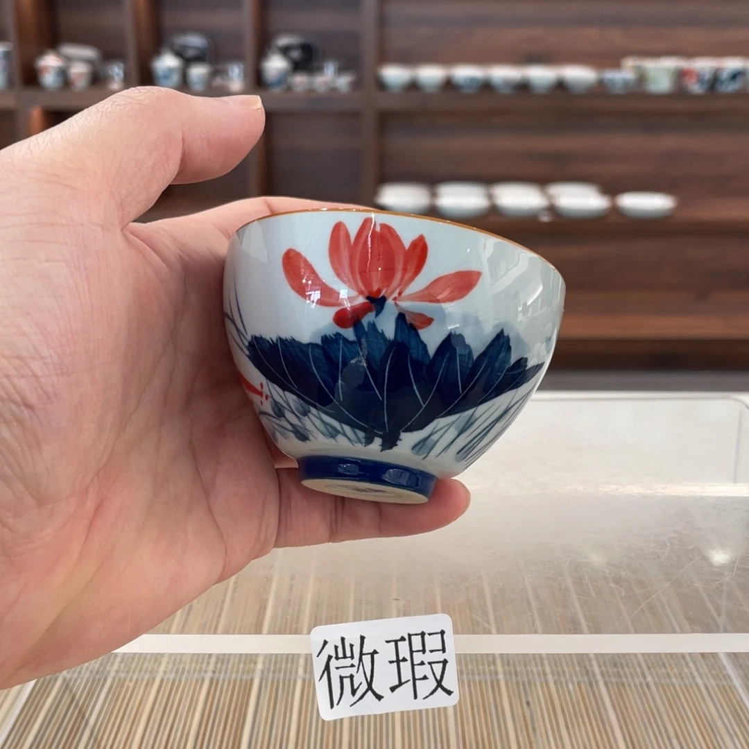 釉下手绘茶具微瑕