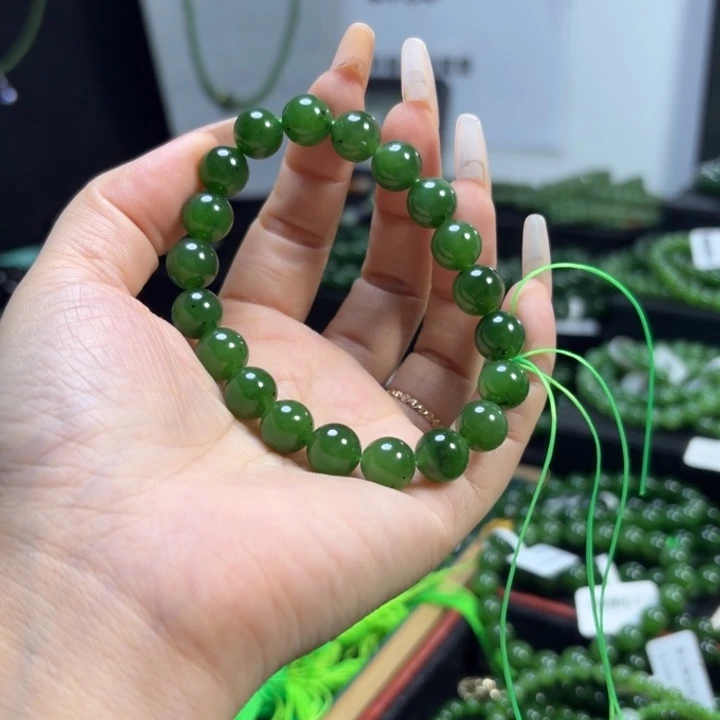 和田玉（碧玉）未镶嵌手链9.5