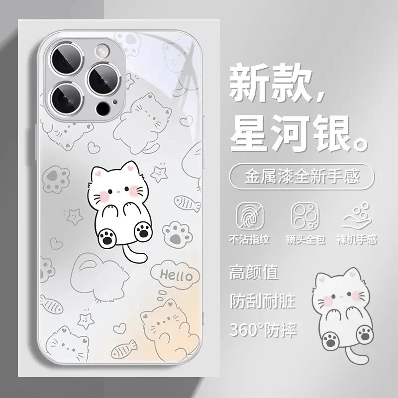适用调皮猫咪苹果16手机壳iphone15华为vivo小米oppo黑白可爱小猫