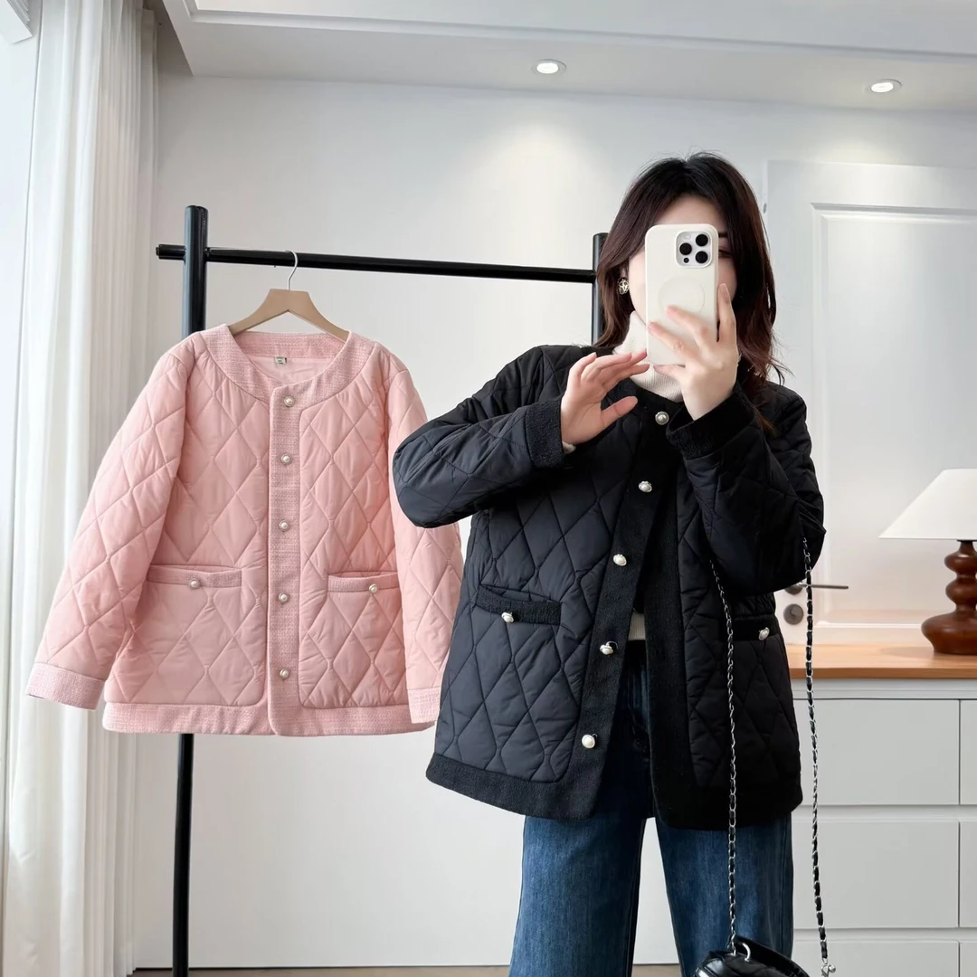 100-200斤大码女装胖mm秋冬新款小香风保暖加厚棉衣时尚外套5236