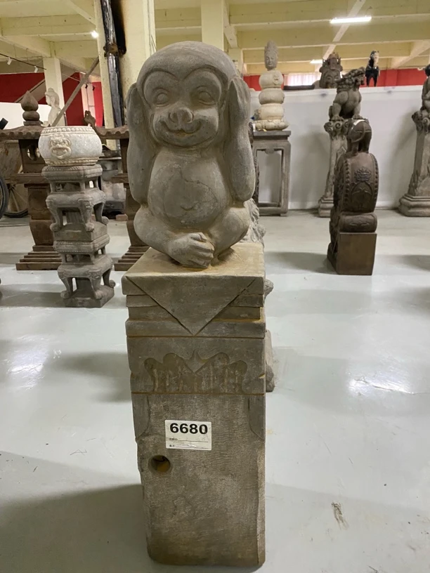 猴子拴马桩 青石 品相如图