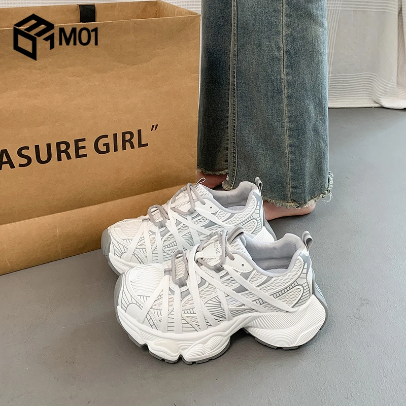 M01欧洲站老爹鞋女夏季新款薄款透气厚底增高情侣小白休闲运动鞋