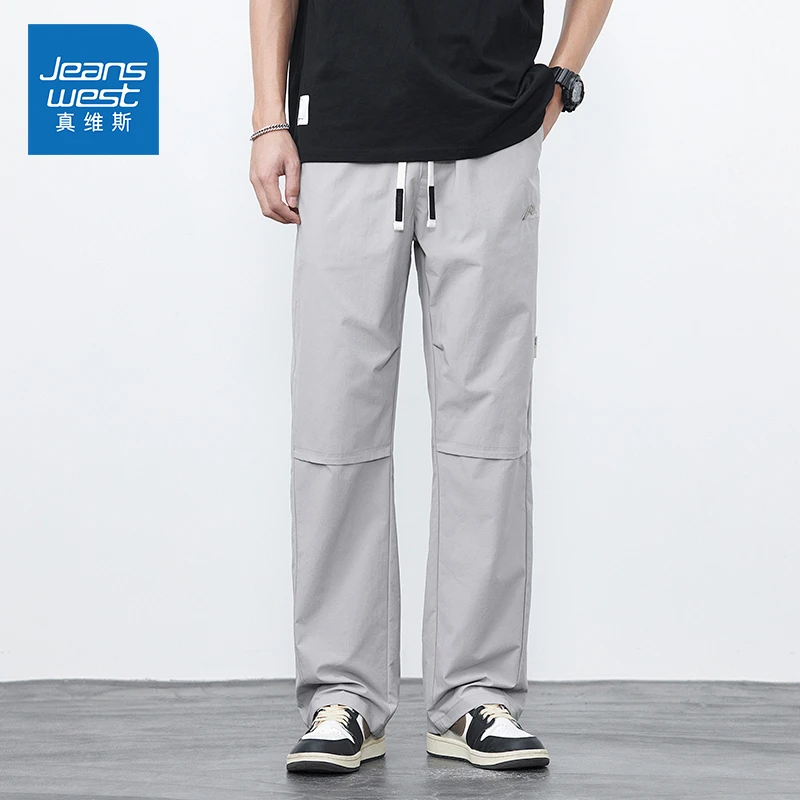 Jeanswest/真维斯百搭直筒休闲裤夏季男士美式潮流宽松工装长裤子