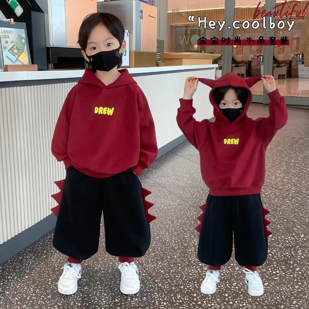 男童春秋季套装2025新款痞帅炸街小男孩衣服儿童装卫衣宝宝两件套