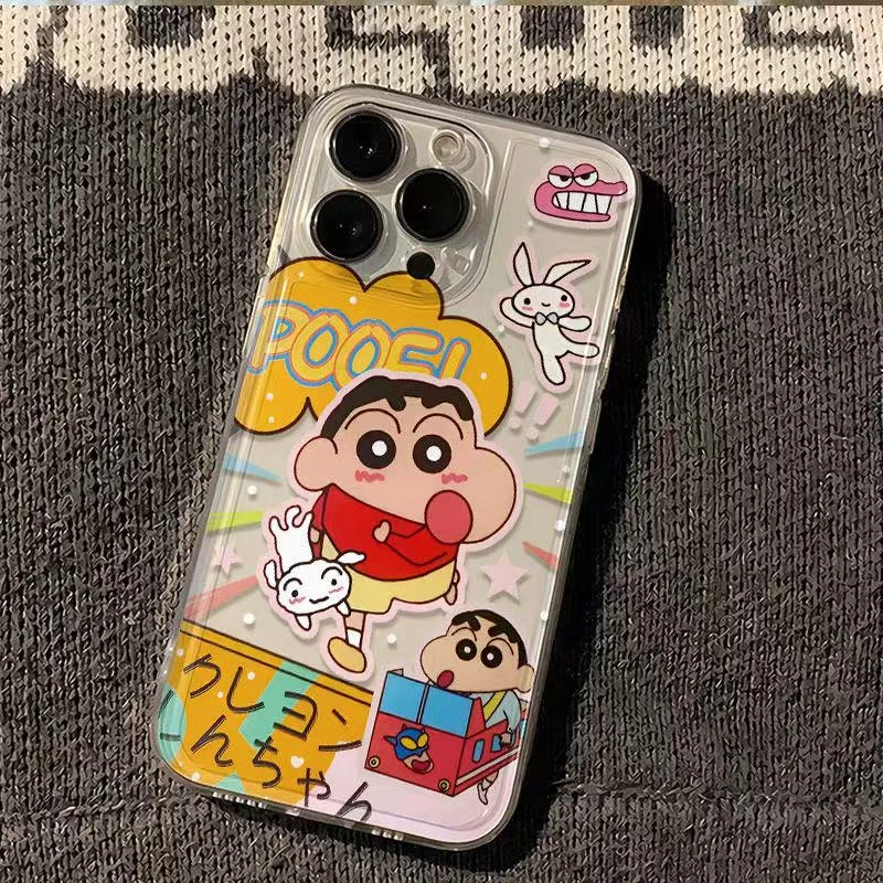 蜡笔小新适用于苹果16ProMax手机壳太空壳国风11保护套7彩绘可爱