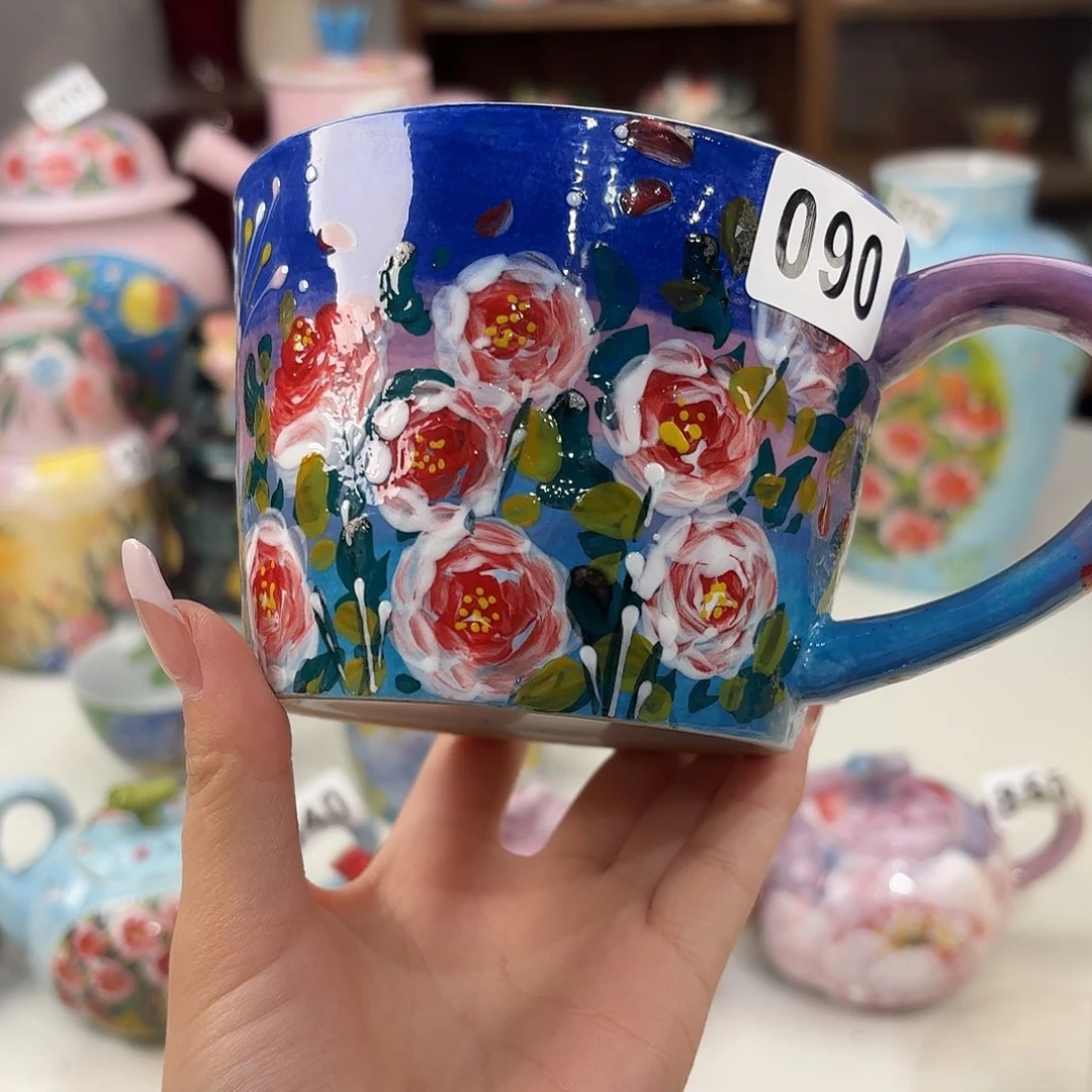 瓷片景德镇手绘高温釉下彩陶瓷茶具