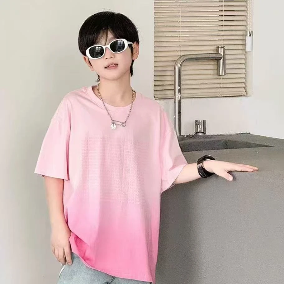 502946男童T恤2025夏季新短袖时尚洋气上衣夏中大童休闲韩版半袖