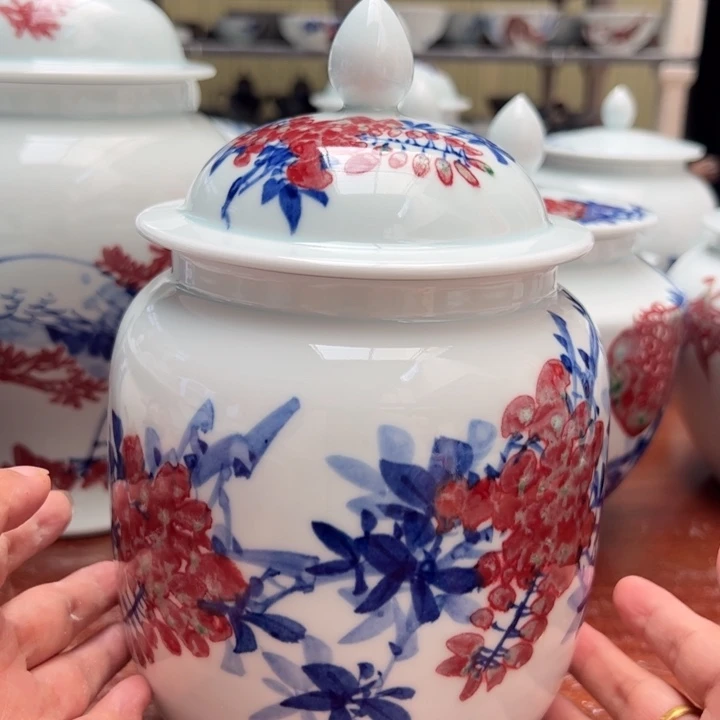 摆件原矿青花釉里红瓷器