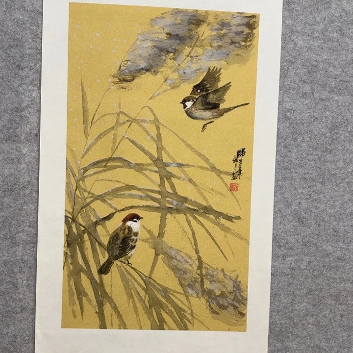国画花鸟等图案为一体而