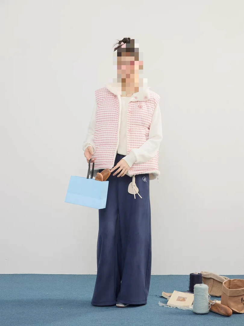 拼接格子口袋透气立领优雅风马夹轻薄女装女士