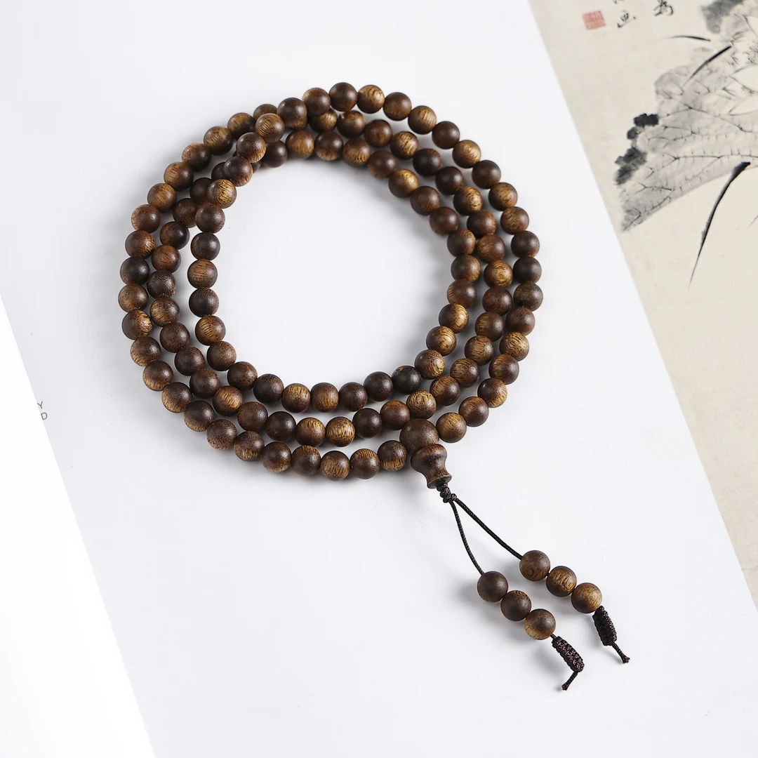 【珍】L035越南芽庄老料白奇楠多圈手串