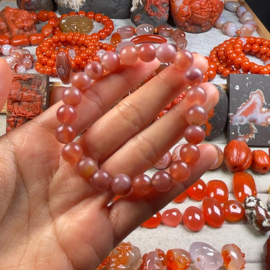 南红玛瑙天然原矿保山蒲票葡萄红单圈卡9未镶嵌