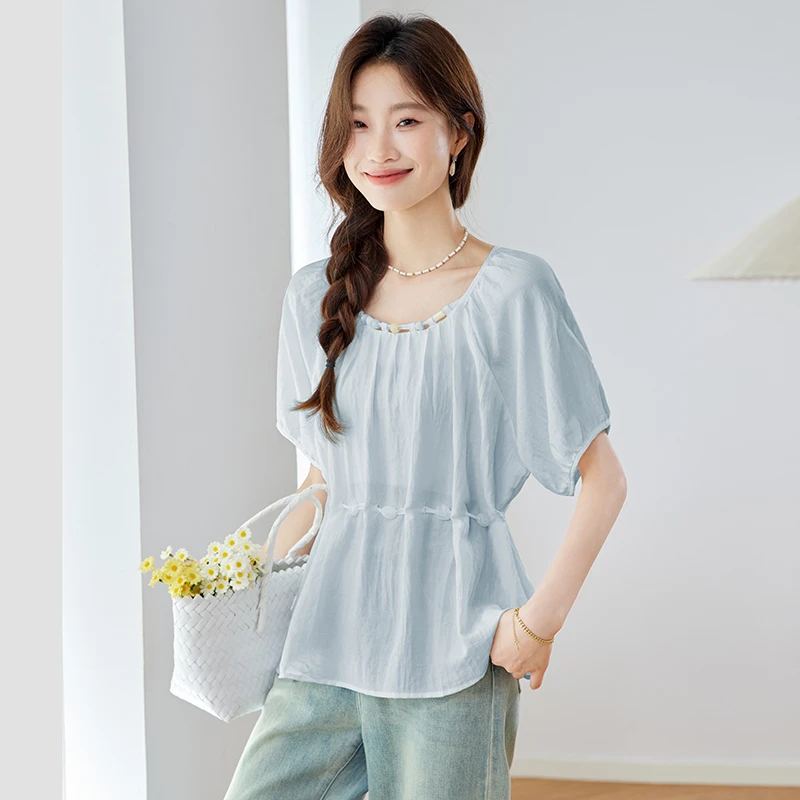 夏季新款显瘦收腰短袖T恤爆款洋气高端高档气质小众高级高贵精致