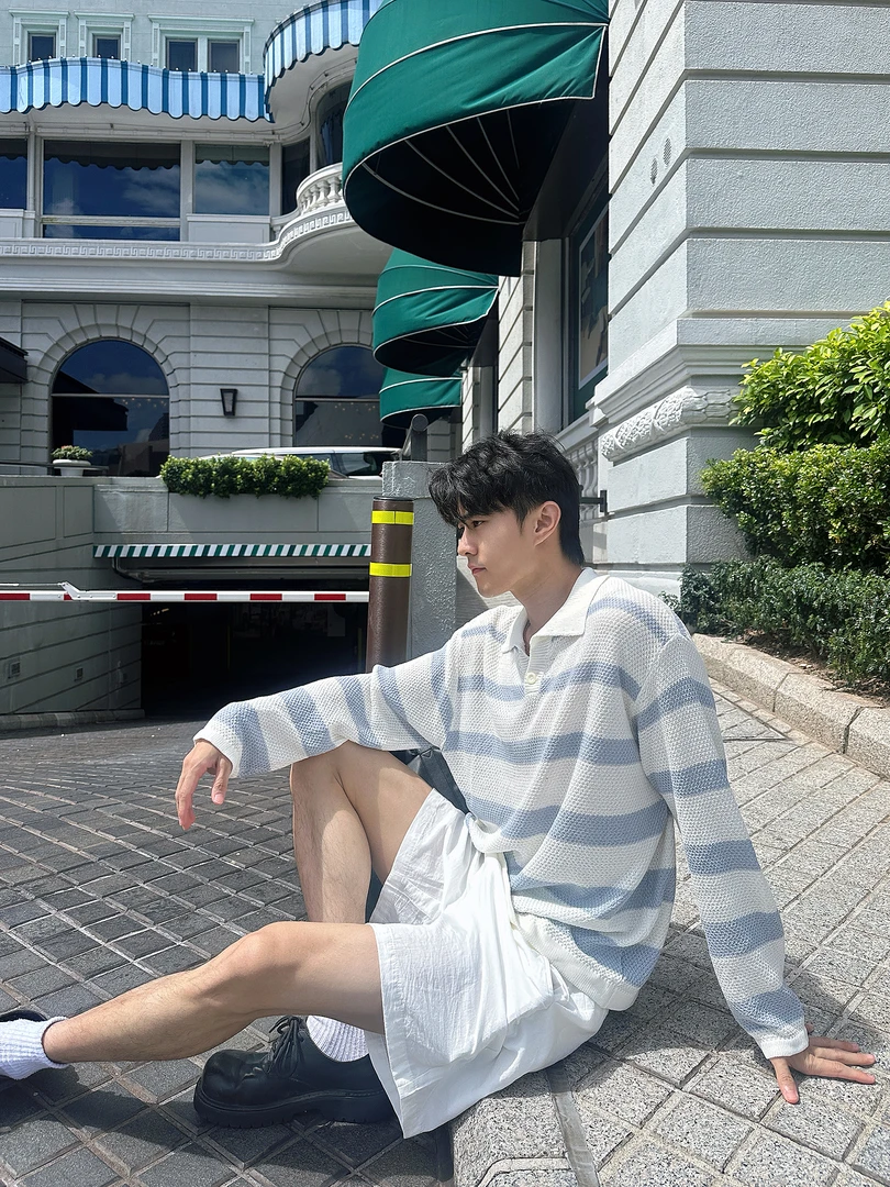 【流浪宣言】Bloom Studio秋季新款针织衫男宽松百搭翻领套头上衣