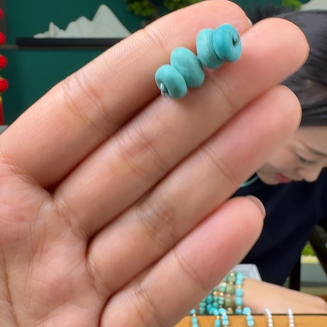 ⁼***茶绿松石18K金镶嵌珠宝奇石