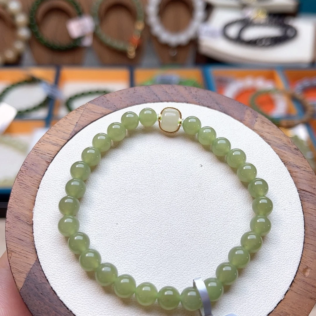 和田玉未镶嵌手串A14卡6