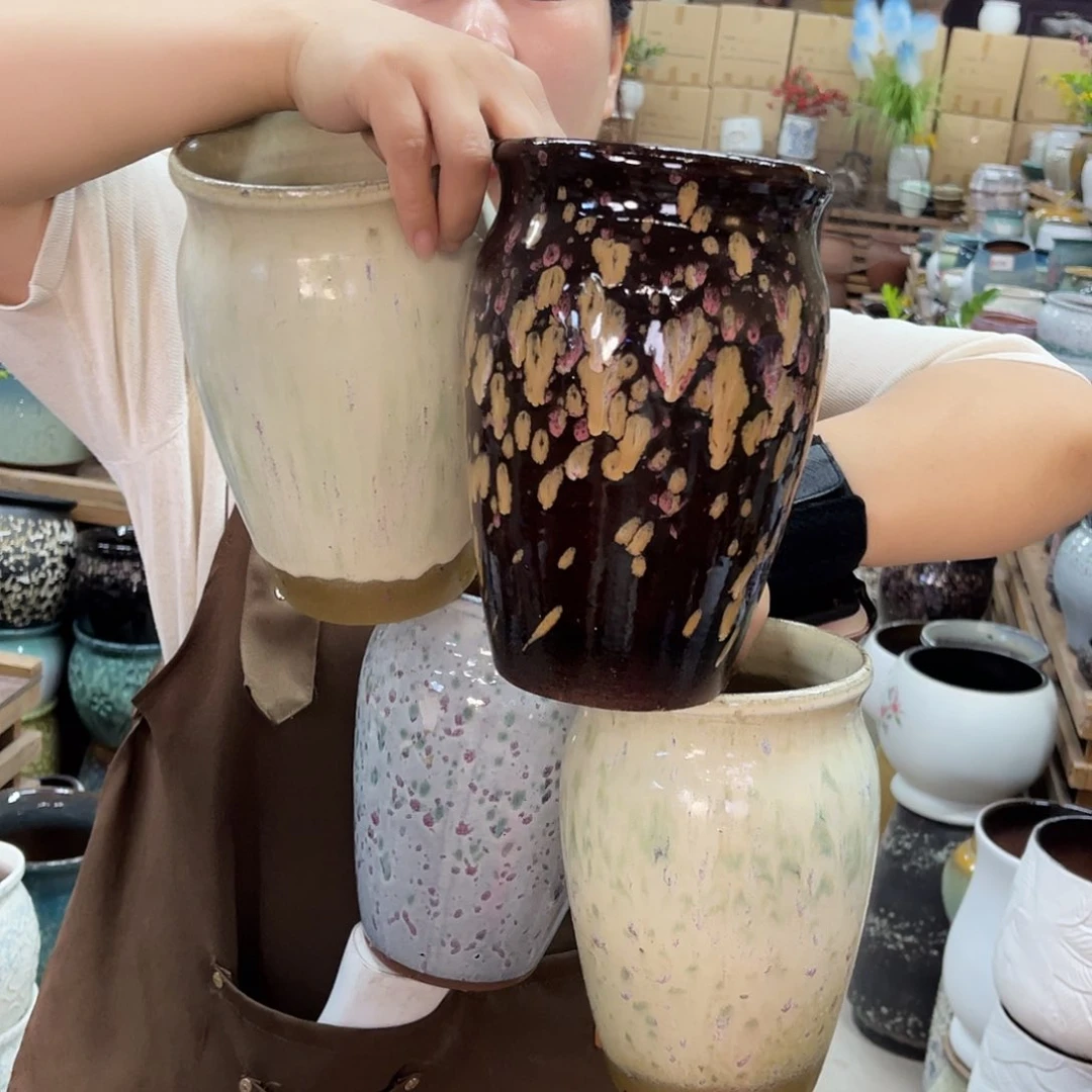 紫砂花盆高度20口径13厘米